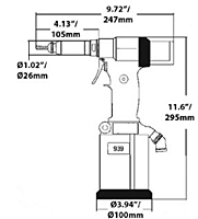 ATLAS® RIV 939 Pull-To-Pressure Tool Dimensional Drawing